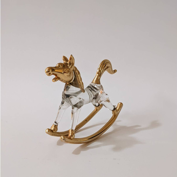Vintage Crystal & Gold Rocking Horse Small Figurine - Picture 3 of 10